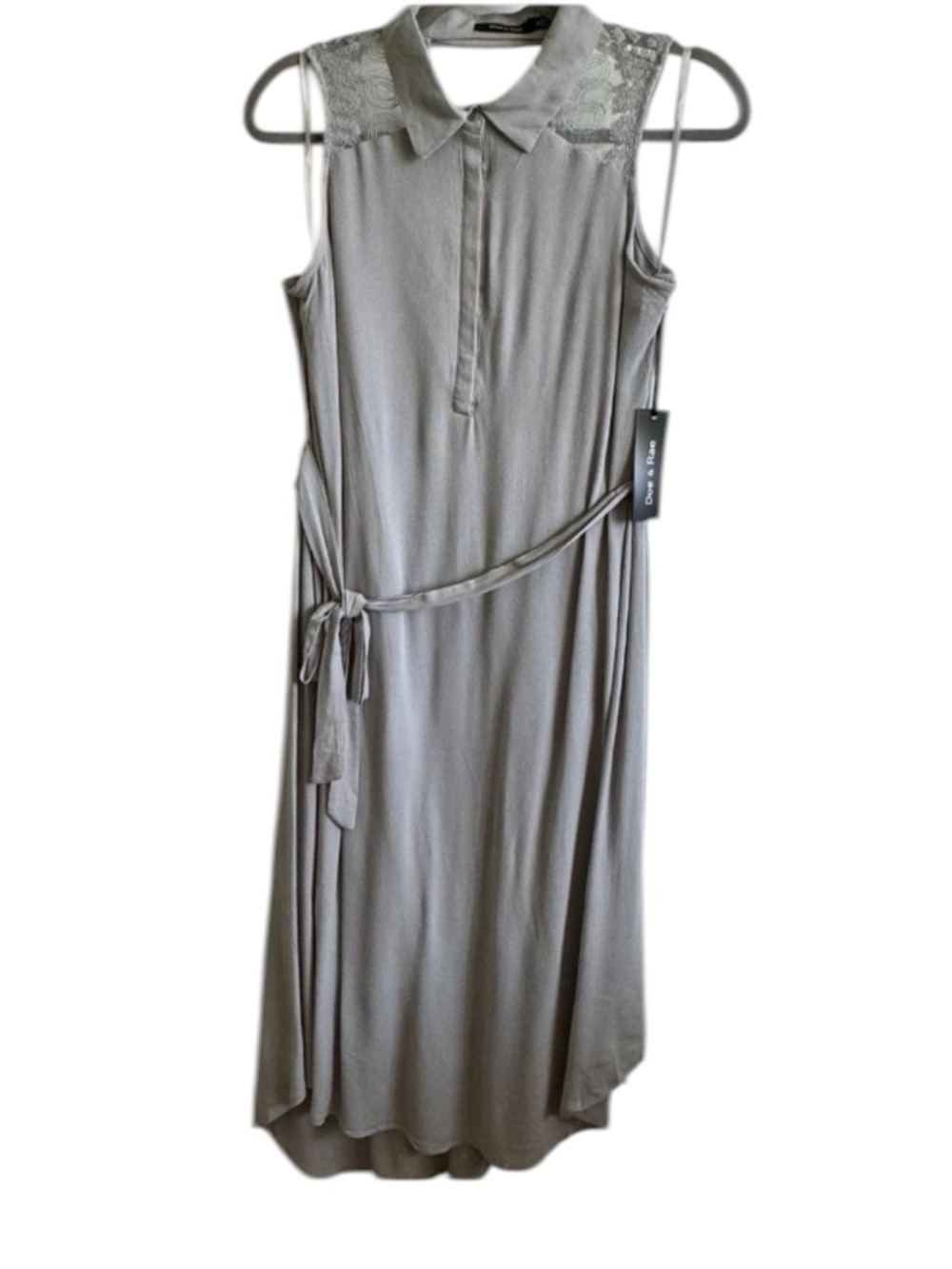 🔴 $5 $10 $15 SALE 🔴 NWT! Doe & Rae Shirt Dress with Sash in Silver Sage